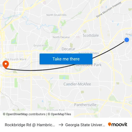Rockbridge Rd @ Hambrick Rd to Georgia State University map