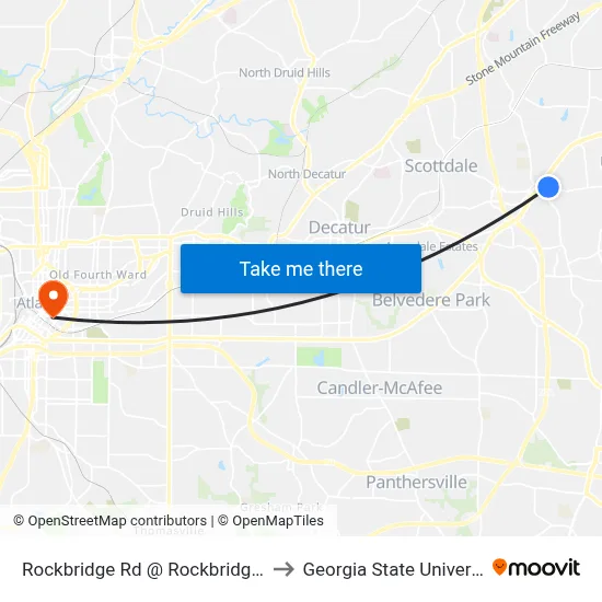 Rockbridge Rd @ Rockbridge Trl to Georgia State University map