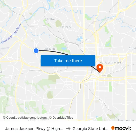 James Jackson Pkwy @ Hightower Rd to Georgia State University map