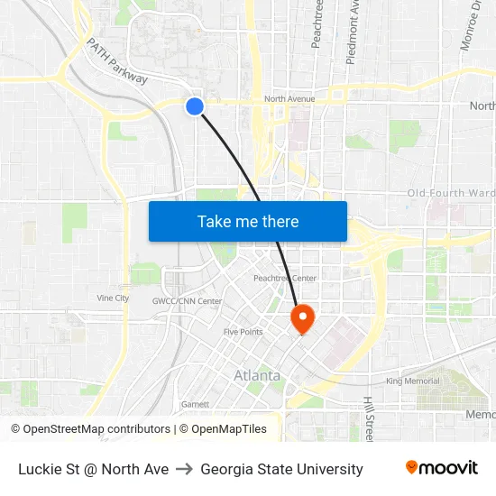 Luckie St @ North Ave to Georgia State University map