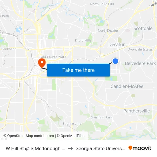 W Hill St @ S Mcdonough St to Georgia State University map