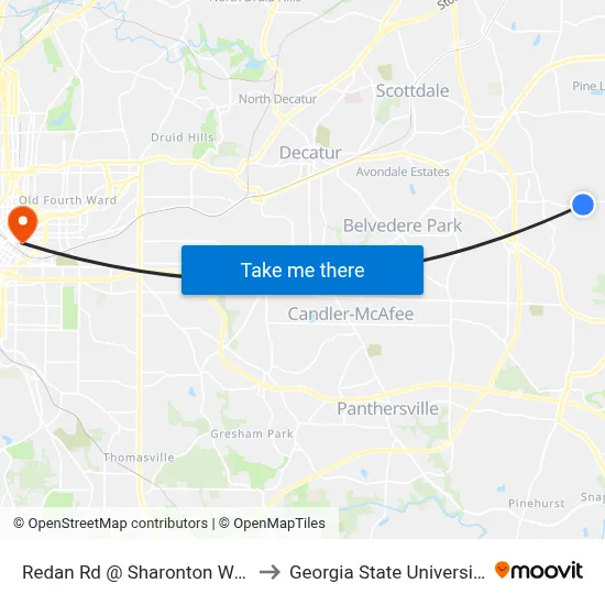 Redan Rd @ Sharonton Way to Georgia State University map