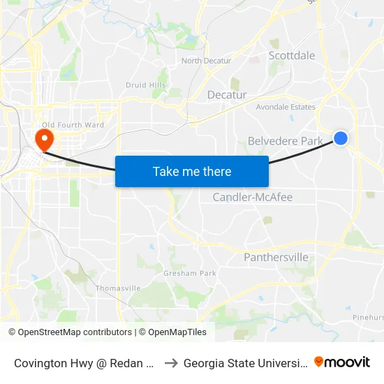 Covington Hwy @ Redan Rd to Georgia State University map