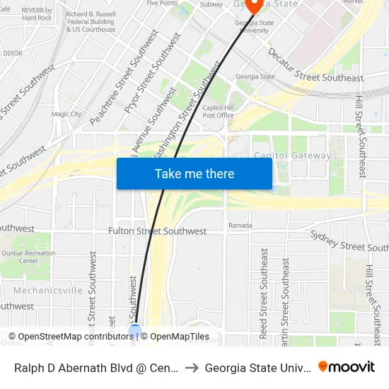 Ralph D Abernath Blvd @ Central Ave to Georgia State University map