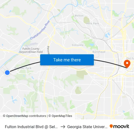 Fulton Industrial Blvd @ Selig Dr to Georgia State University map
