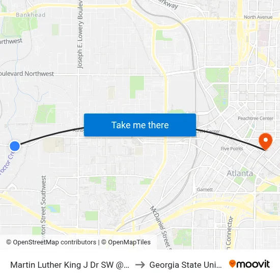 Martin Luther King J Dr SW @ Burbank to Georgia State University map
