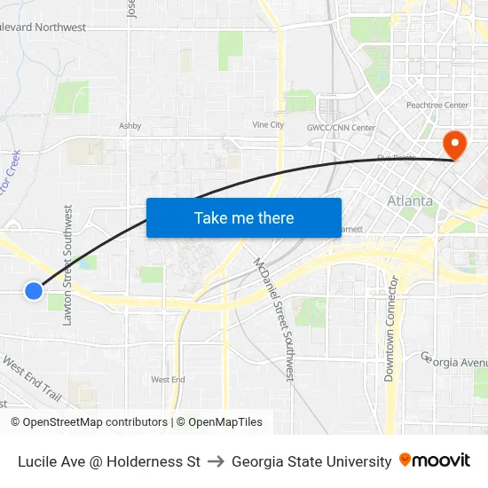 Lucile Ave @ Holderness St to Georgia State University map