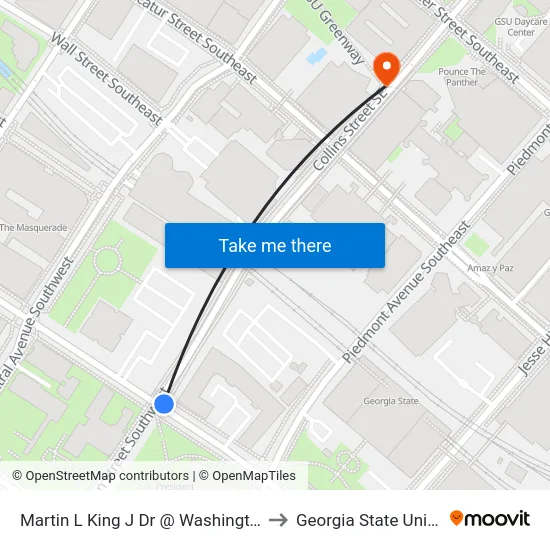 Martin L King J Dr @ Washington St SW to Georgia State University map
