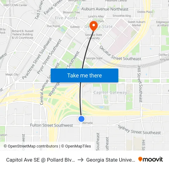 Capitol Ave SE @ Pollard Blvd SW to Georgia State University map