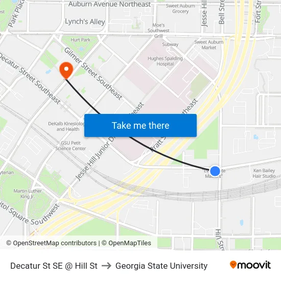 Decatur St SE @ Hill St to Georgia State University map