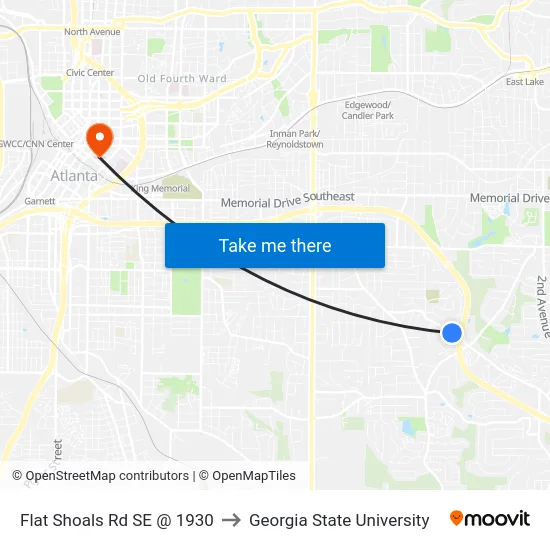 Flat Shoals Rd SE @ 1930 to Georgia State University map