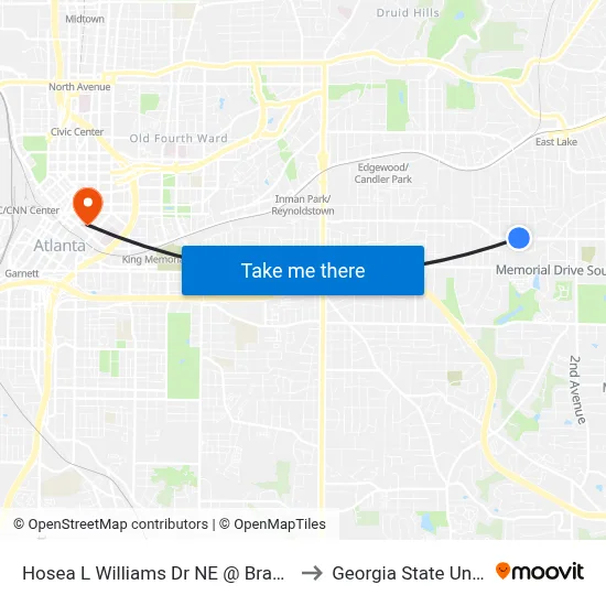 Hosea L Williams Dr NE @ Branham St NE to Georgia State University map