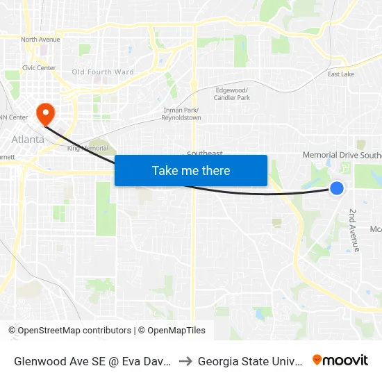 Glenwood Ave SE @ Eva Davis Way to Georgia State University map