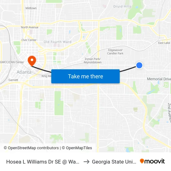 Hosea L Williams Dr SE @ Warren St SE to Georgia State University map