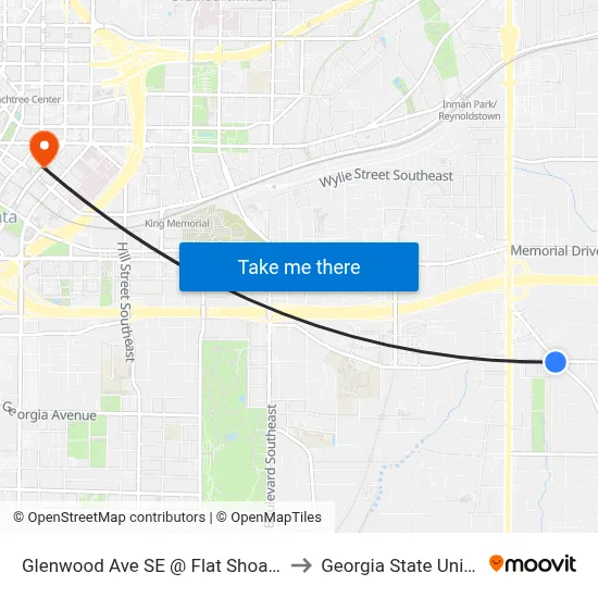 Glenwood Ave SE @ Flat Shoals Ave SE to Georgia State University map