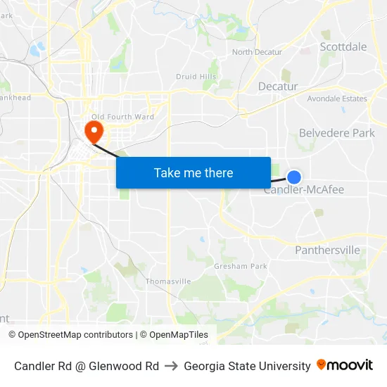 Candler Rd @ Glenwood Rd to Georgia State University map