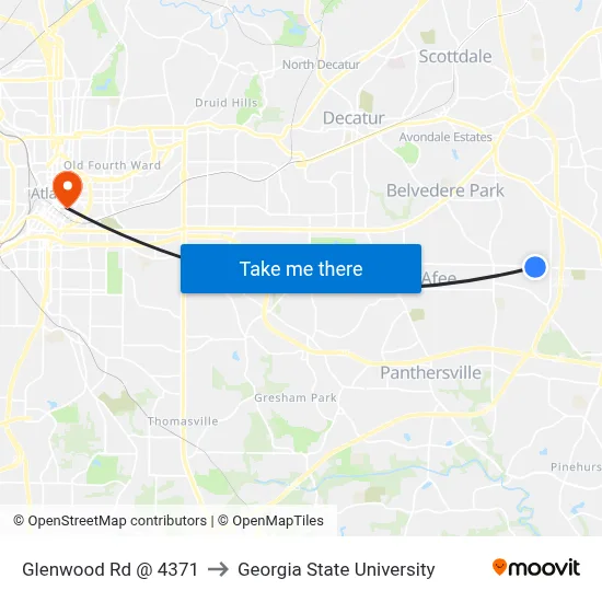 Glenwood Rd @ 4371 to Georgia State University map