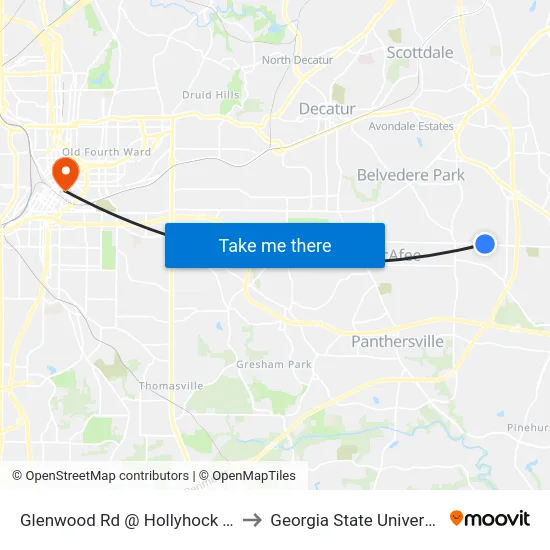 Glenwood Rd @ Hollyhock Ter to Georgia State University map