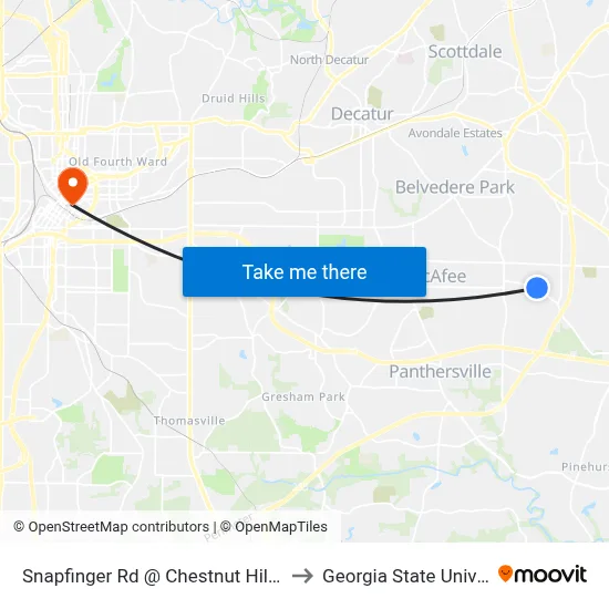 Snapfinger Rd @ Chestnut Hill Cir (W) to Georgia State University map