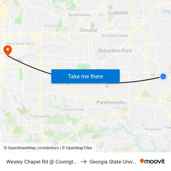 Wesley Chapel Rd @ Covington Hwy to Georgia State University map