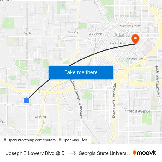 Joseph E Lowery Blvd @ 577 to Georgia State University map