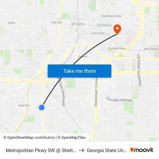 Metropolitan Pkwy SW @ Shelton Ave SW to Georgia State University map
