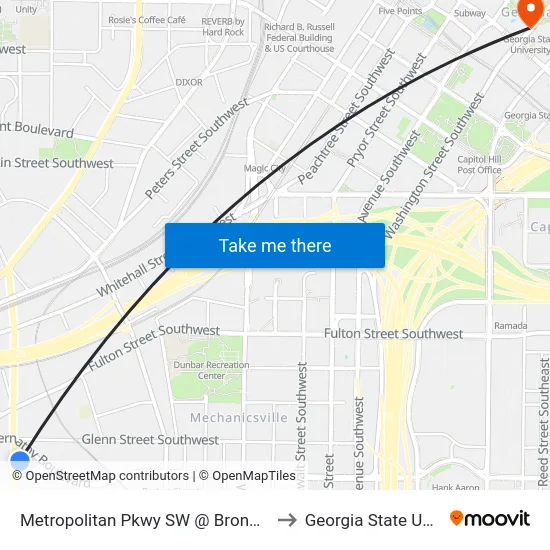 Metropolitan Pkwy SW @ Bronner Bros Way to Georgia State University map