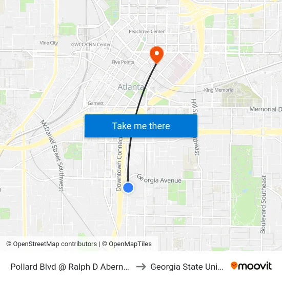 Pollard Blvd @ Ralph D Abernathy Blvd to Georgia State University map