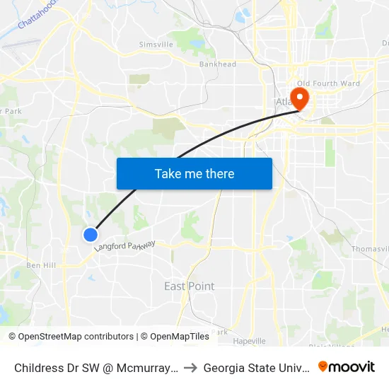 Childress Dr SW @ Mcmurray Dr SW to Georgia State University map