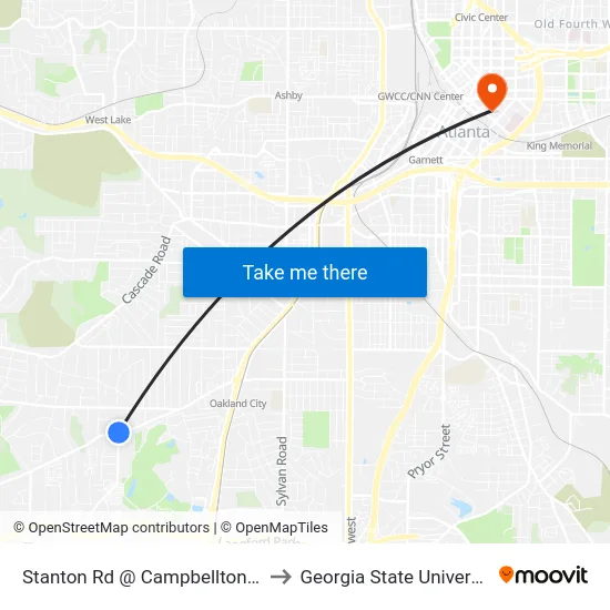 Stanton Rd @ Campbellton Rd to Georgia State University map