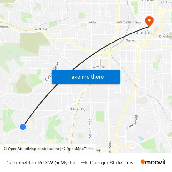 Campbellton Rd SW @ Myrtle Dr SW to Georgia State University map