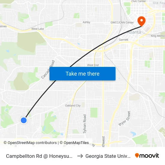 Campbellton Rd @ Honeysuckle Ln to Georgia State University map