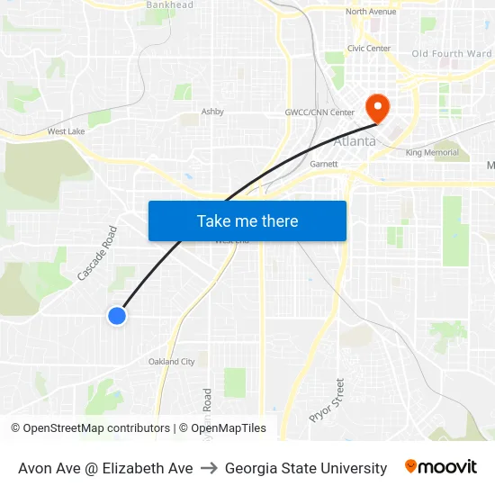 Avon Ave @ Elizabeth Ave to Georgia State University map