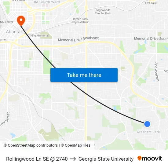Rollingwood Ln SE @ 2740 to Georgia State University map