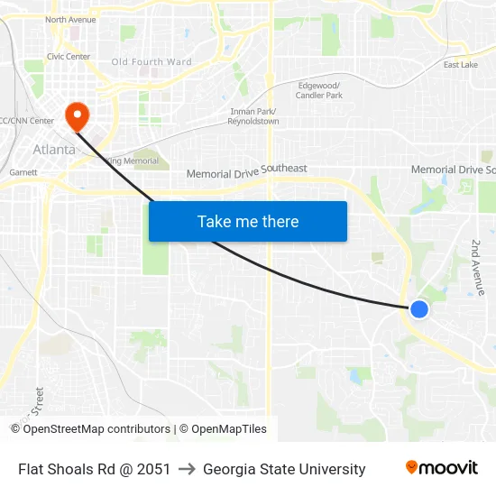Flat Shoals Rd @ 2051 to Georgia State University map