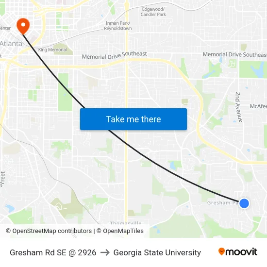 Gresham Rd SE @ 2926 to Georgia State University map