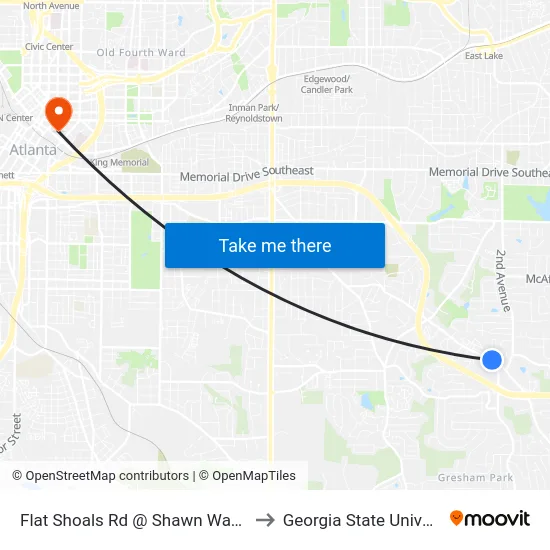 Flat Shoals Rd @ Shawn Wayne Ct to Georgia State University map