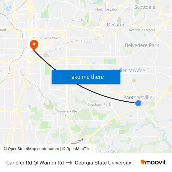 Candler Rd @ Warren Rd to Georgia State University map