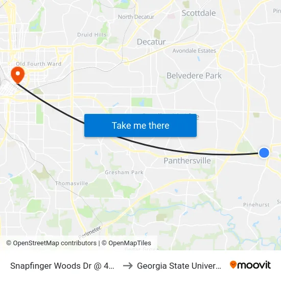 Snapfinger Woods Dr @ 4185 to Georgia State University map