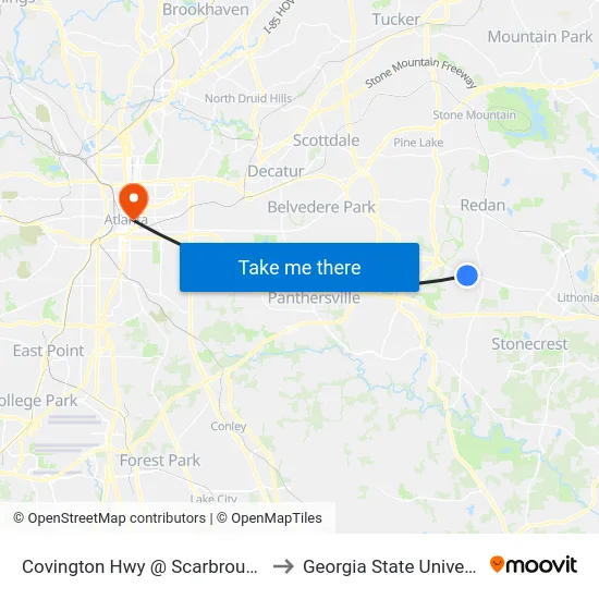 Covington Hwy @ Scarbrough Dr to Georgia State University map