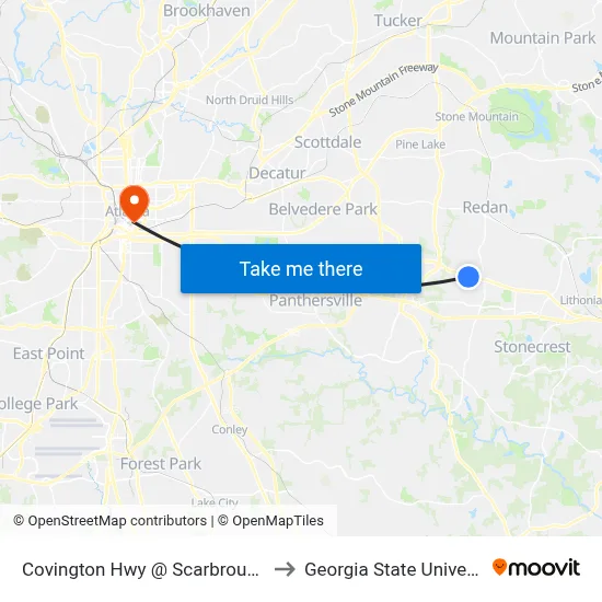 Covington Hwy @ Scarbrough Dr to Georgia State University map