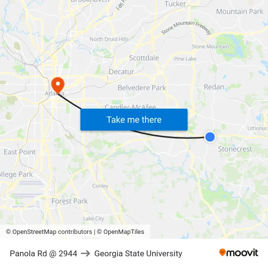 Panola Rd @ 2944 to Georgia State University map