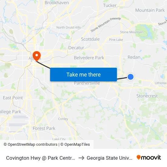 Covington Hwy @ Park Central Blvd to Georgia State University map