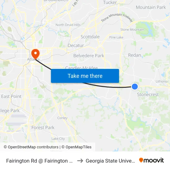 Fairington Rd @ Fairington Pkwy to Georgia State University map