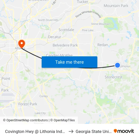 Covington Hwy @ Lithonia Industrial Blvd to Georgia State University map
