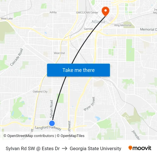 Sylvan Rd SW @ Estes Dr to Georgia State University map