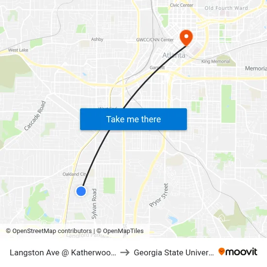 Langston Ave @ Katherwood Dr to Georgia State University map