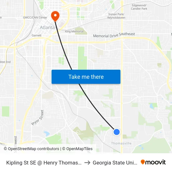 Kipling St SE @ Henry Thomas Dr SE (E) to Georgia State University map