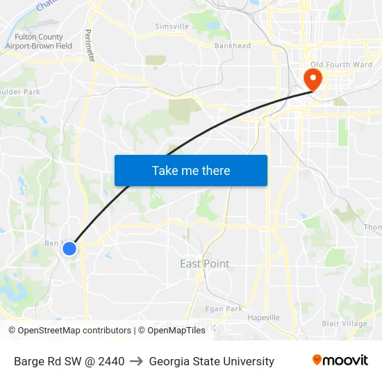 Barge Rd SW @ 2440 to Georgia State University map