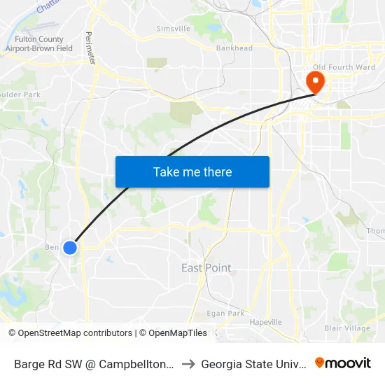 Barge Rd SW @ Campbellton Rd SW to Georgia State University map
